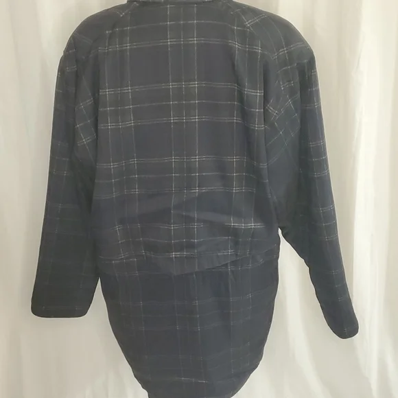 London Fog Womens Jacket Coat Multicolor Navy Plaid Snap Mock Neck Pockets Sz 0X - Picture 5 of 11